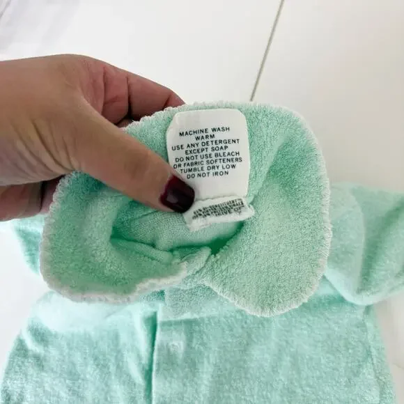 Vintage Sears Winnie The Pooh Terry Snap Footed Bodysuit Mint Green M 21-26lbs - Picture 5 of 8